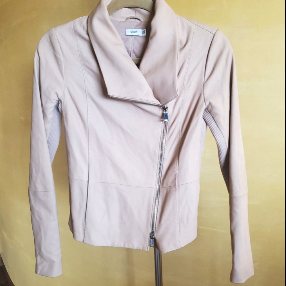 Vince Blush Leather Moto Jacket